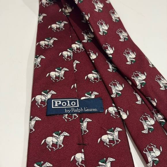Polo Ralph Lauren Vintage Derby 100% Silk Tie—GREAT!! Horses, racers—Excl. Cond! - Picture 4 of 4